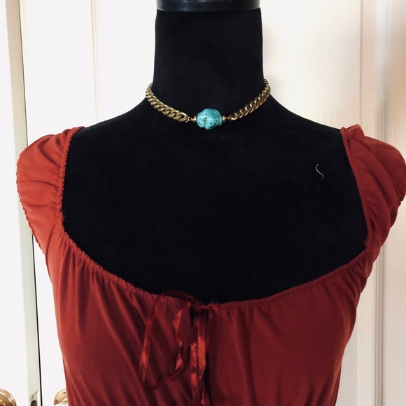 🍑 Ruched Peasant Midi Dress - Picture 1 of 3